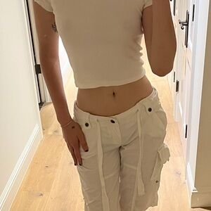 Women's White Cargo Shorts